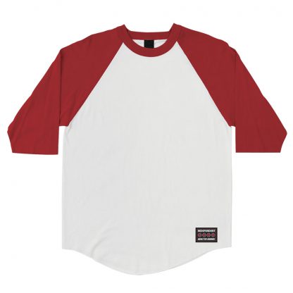 Hustle 3/4 Sleeve Raglan Blanco Rojo - Pequeño - Imagen 2