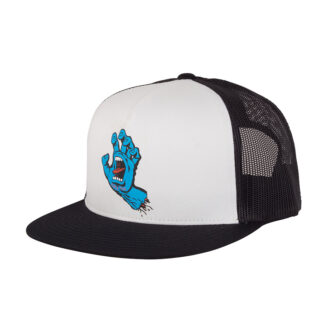 Screaming Hand Front Mesh Trucker High Profile Hat Wht/Blk OS Unisex Santa Cruz